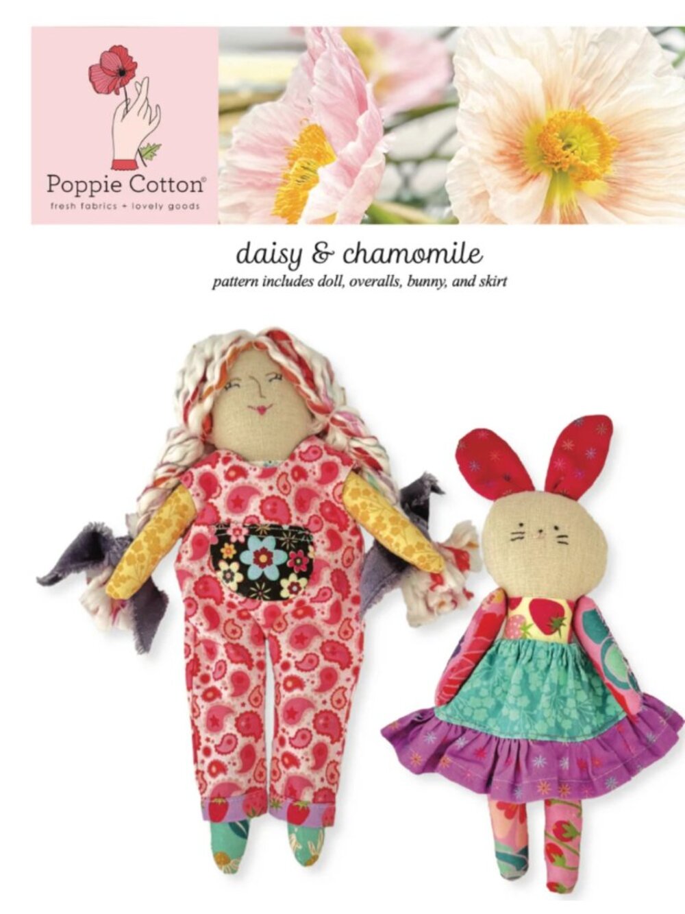 Poppie Cotton Sewing Pattern Set Bunny & Doll Projects Daisy & Chamomile